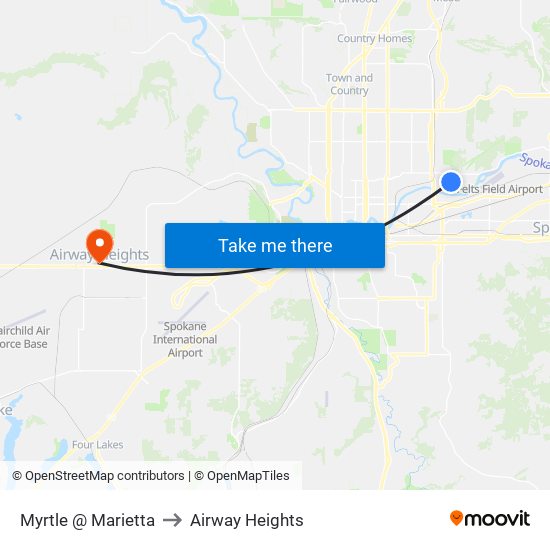 Myrtle @ Marietta to Airway Heights map