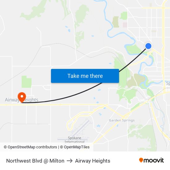 Northwest Blvd @ Milton to Airway Heights map