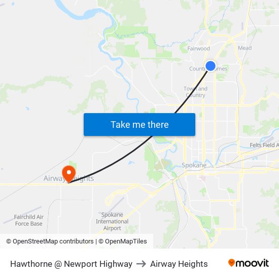 Hawthorne @ Newport Highway to Airway Heights map