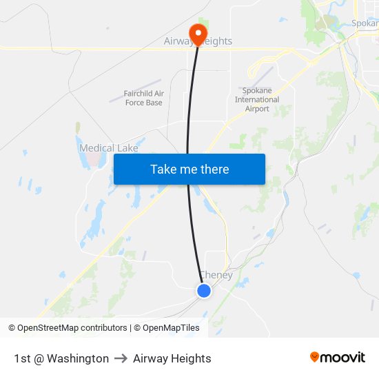 1st @ Washington to Airway Heights map