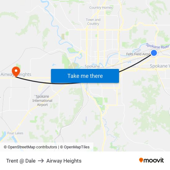 Trent @ Dale to Airway Heights map