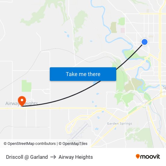 Driscoll @ Garland to Airway Heights map