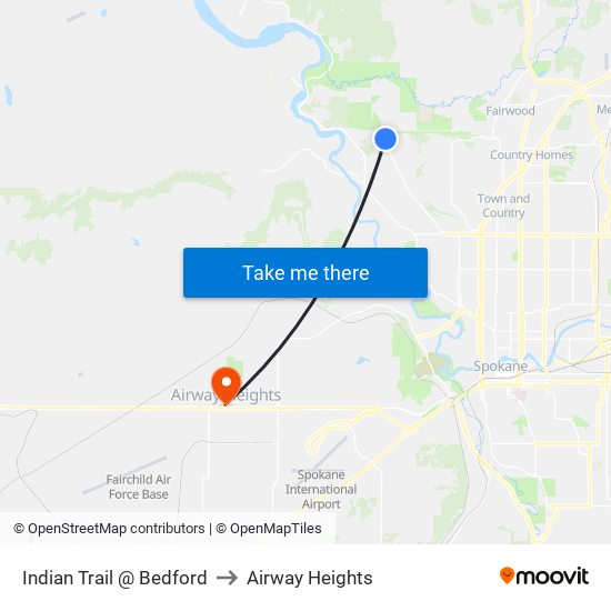 Indian Trail @ Bedford to Airway Heights map