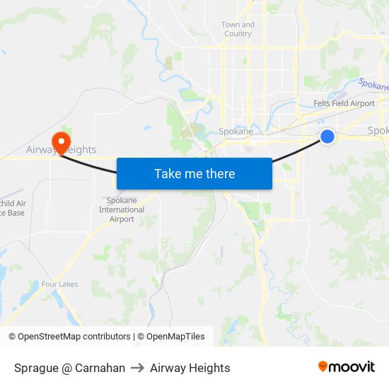 Sprague @ Carnahan to Airway Heights map