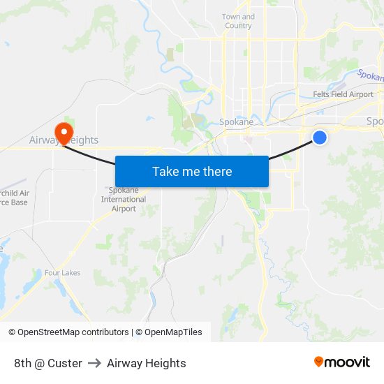 8th @ Custer to Airway Heights map