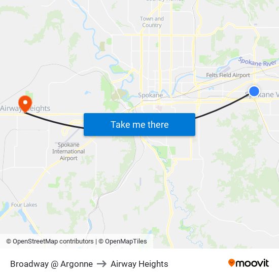 Broadway @ Argonne to Airway Heights map