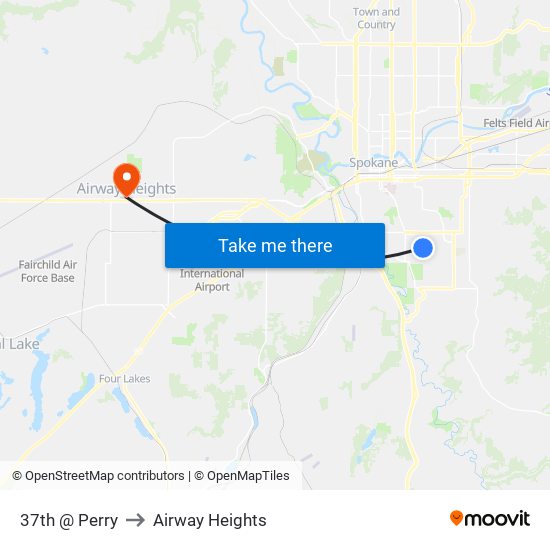 37th @ Perry to Airway Heights map