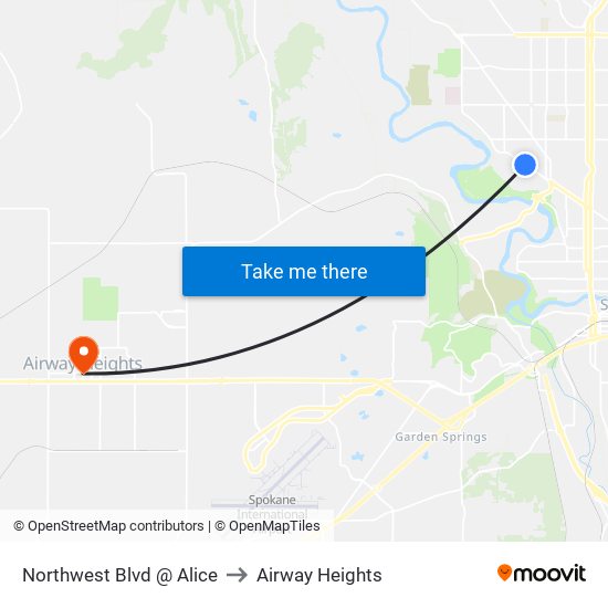 Northwest Blvd @ Alice to Airway Heights map