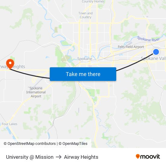 University @ Mission to Airway Heights map