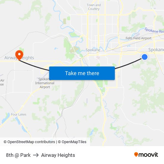 8th @ Park to Airway Heights map