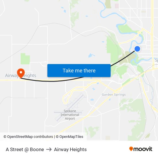 A Street @ Boone to Airway Heights map