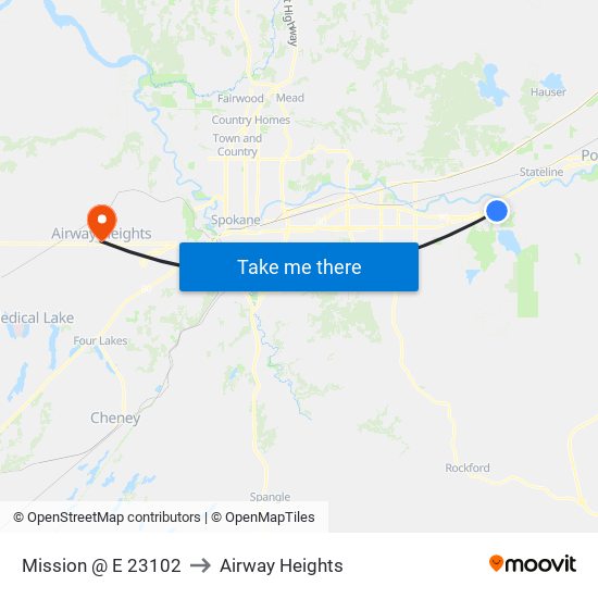 Mission @ E 23102 to Airway Heights map