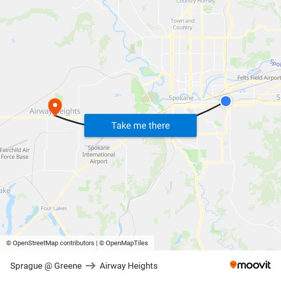 Sprague @ Greene to Airway Heights map