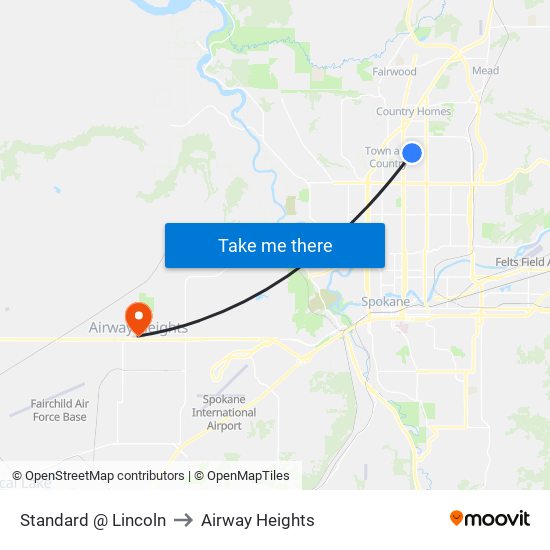 Standard @ Lincoln to Airway Heights map