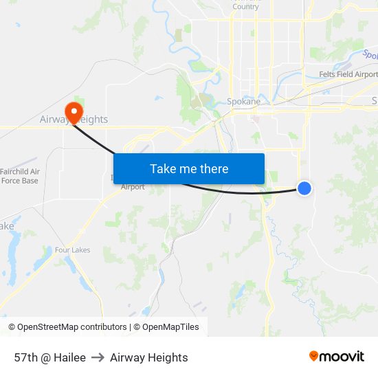 57th @ Hailee to Airway Heights map
