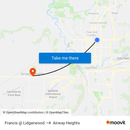 Francis @ Lidgerwood to Airway Heights map