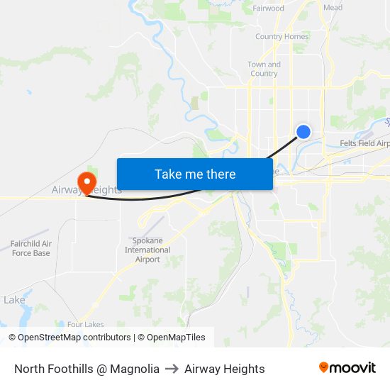 North Foothills @ Magnolia to Airway Heights map