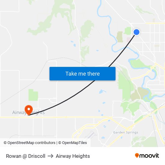 Rowan @ Driscoll to Airway Heights map