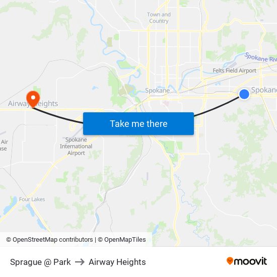 Sprague @ Park to Airway Heights map