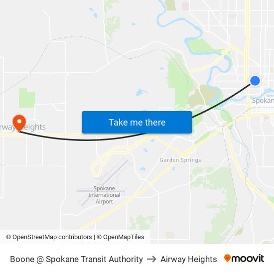 Boone @ Spokane Transit Authority to Airway Heights map