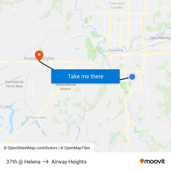 37th @ Helena to Airway Heights map