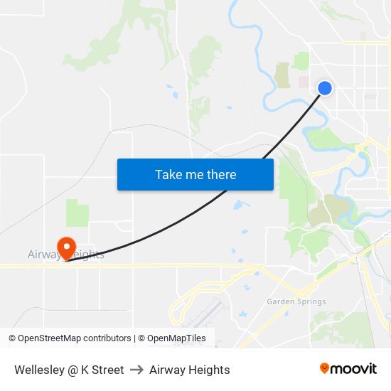 Wellesley @ K Street to Airway Heights map