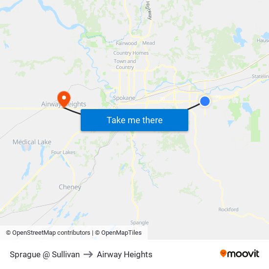 Sprague @ Sullivan to Airway Heights map