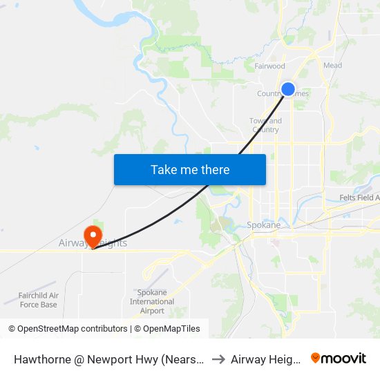 Hawthorne @ Newport Hwy (Nearside) to Airway Heights map