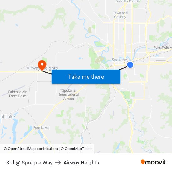 3rd @ Sprague Way to Airway Heights map