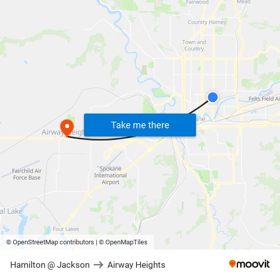 Hamilton @ Jackson to Airway Heights map