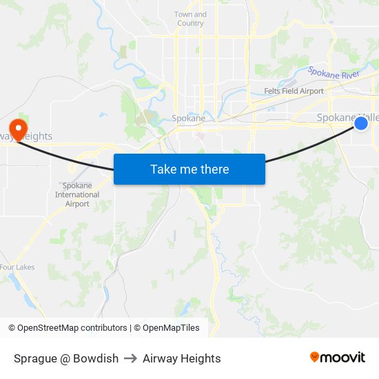 Sprague @ Bowdish to Airway Heights map