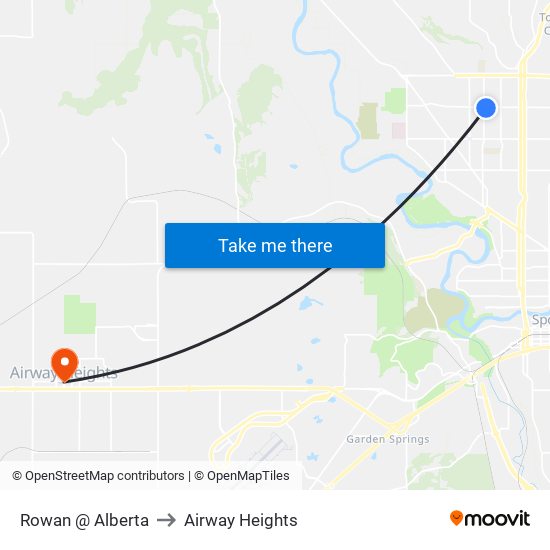 Rowan @ Alberta to Airway Heights map