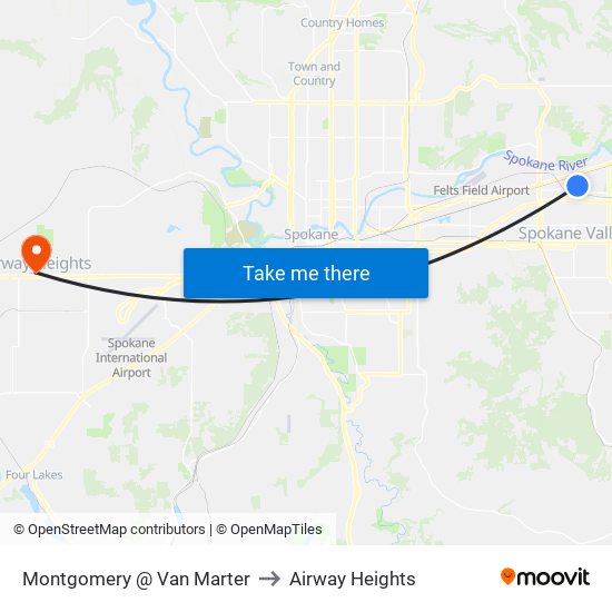 Montgomery @ Van Marter to Airway Heights map