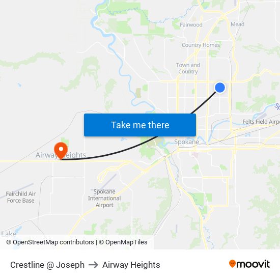 Crestline @ Joseph to Airway Heights map