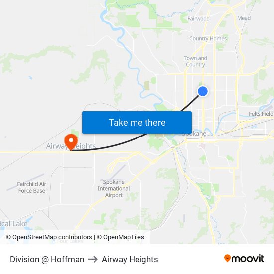 Division @ Hoffman to Airway Heights map