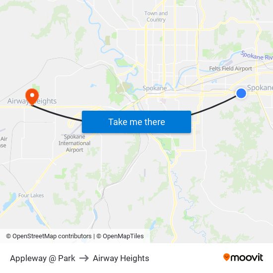 Appleway @ Park to Airway Heights map