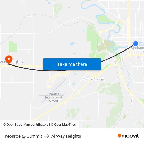 Monroe @ Summit to Airway Heights map