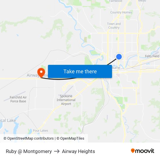 Ruby @ Montgomery to Airway Heights map