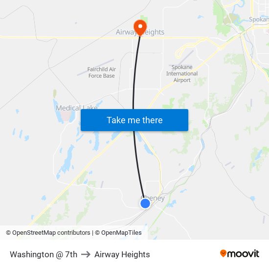 Washington @ 7th to Airway Heights map