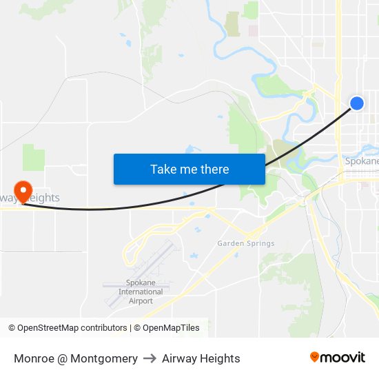 Monroe @ Montgomery to Airway Heights map