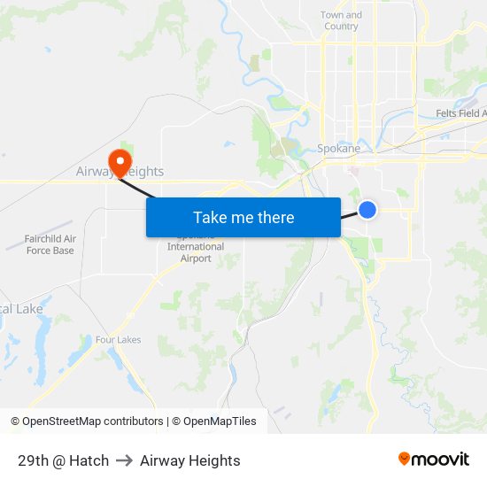 29th @ Hatch to Airway Heights map