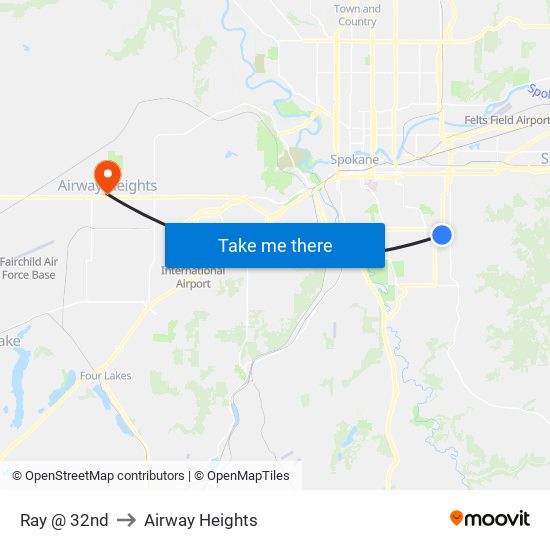 Ray @ 32nd to Airway Heights map