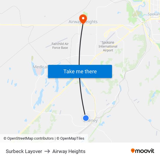 Surbeck Layover to Airway Heights map