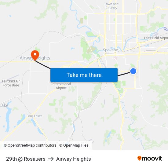 29th @ Rosauers to Airway Heights map