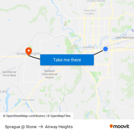 Sprague @ Stone to Airway Heights map