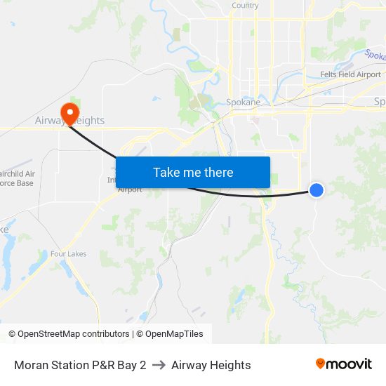 Moran Station P&R Bay 2 to Airway Heights map