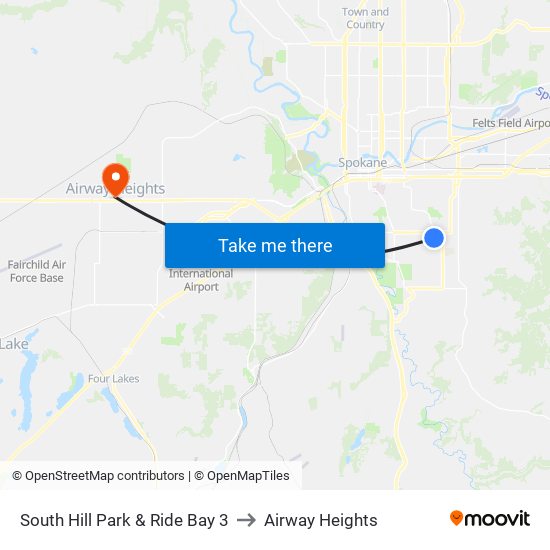 South Hill Park & Ride Bay 3 to Airway Heights map