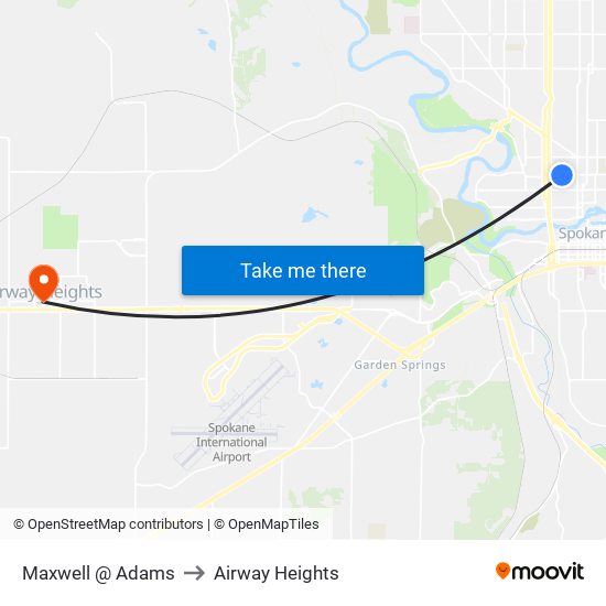 Maxwell @ Adams to Airway Heights map