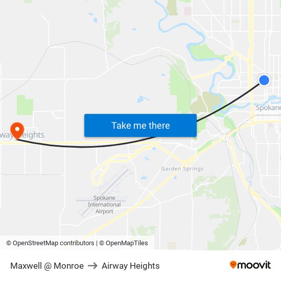 Maxwell @ Monroe to Airway Heights map