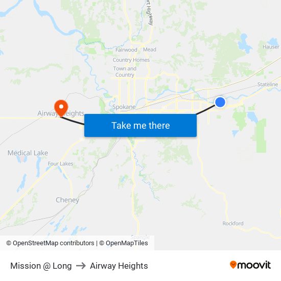 Mission @ Long to Airway Heights map